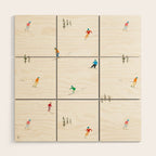 Mountain Skiers Pattern Wood Wall Art Gallery Image 1