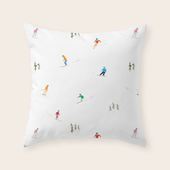 Mountain Skiers Pattern Throw Pillow Gallery Image 6