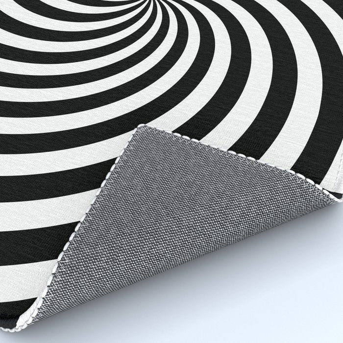 Black And White Op Art Spiral Rug Gallery Image 4