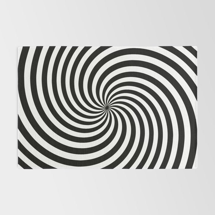 Black And White Op Art Spiral Rug Gallery Image 2