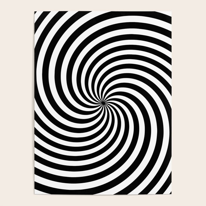 Black And White Op Art Spiral Poster