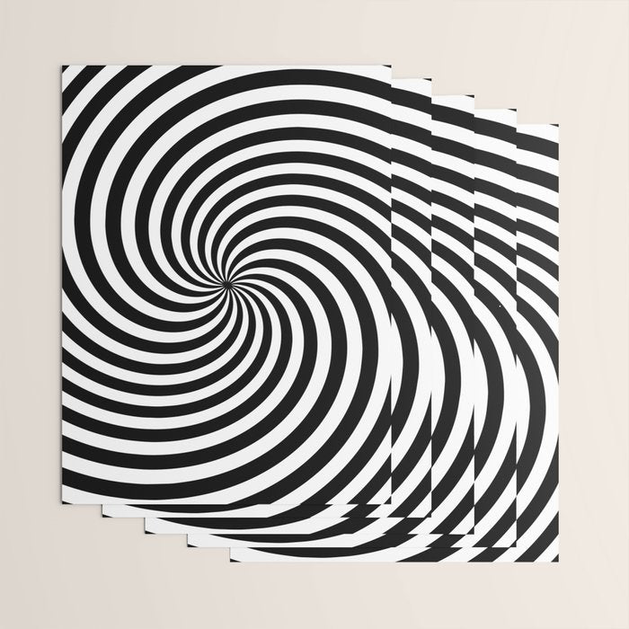Black And White Op Art Spiral Wrapping Paper Gallery Image 3