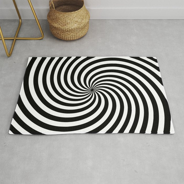 Black And White Op Art Spiral Rug Gallery Image 1