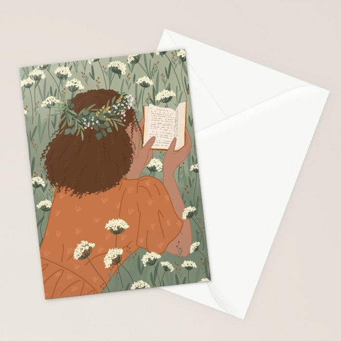 Autumn Meadow with a Good Book Stationery Card Gallery Image 2