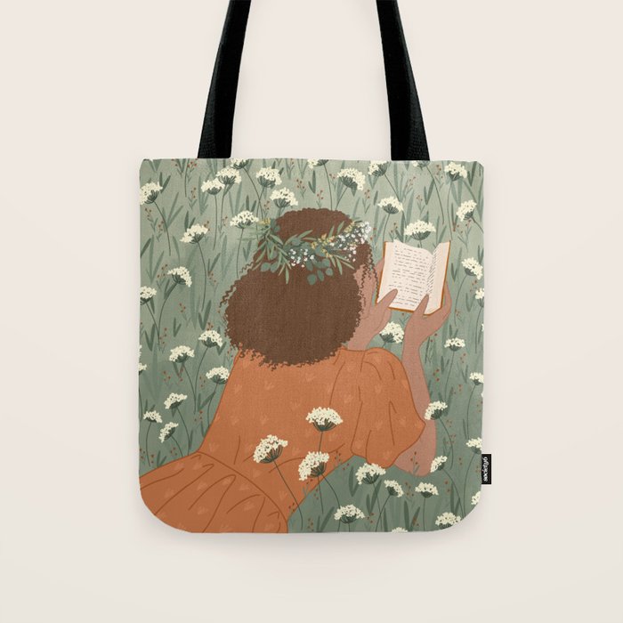 Autumn Meadow with a Good Book Tote Bag Gallery Image 1