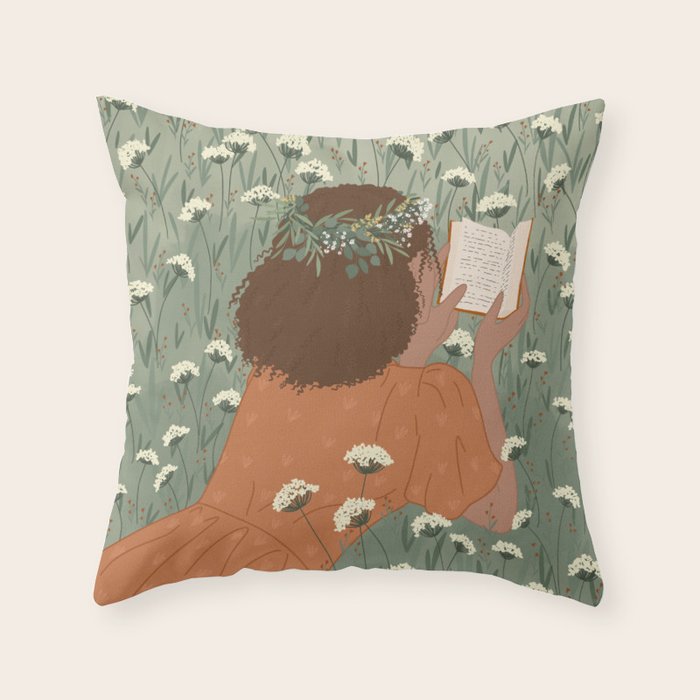 Autumn Meadow with a Good Book Throw Pillow Gallery Image 6