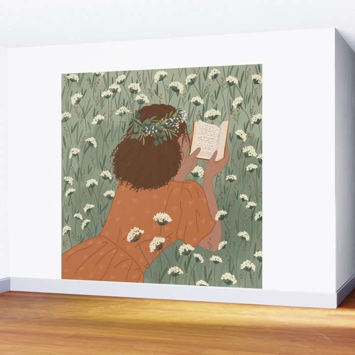 Autumn Meadow with a Good Book Wall Mural Gallery Image 2