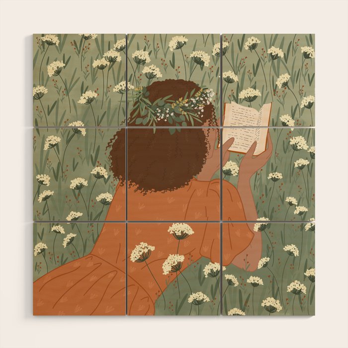 Autumn Meadow with a Good Book Wood Wall Art Gallery Image 1