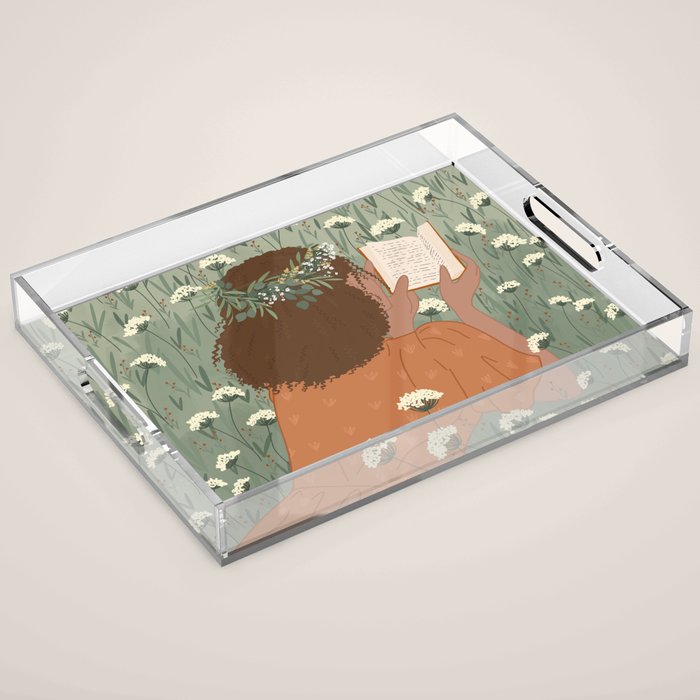 Autumn Meadow with a Good Book Acrylic Tray Gallery Image 1