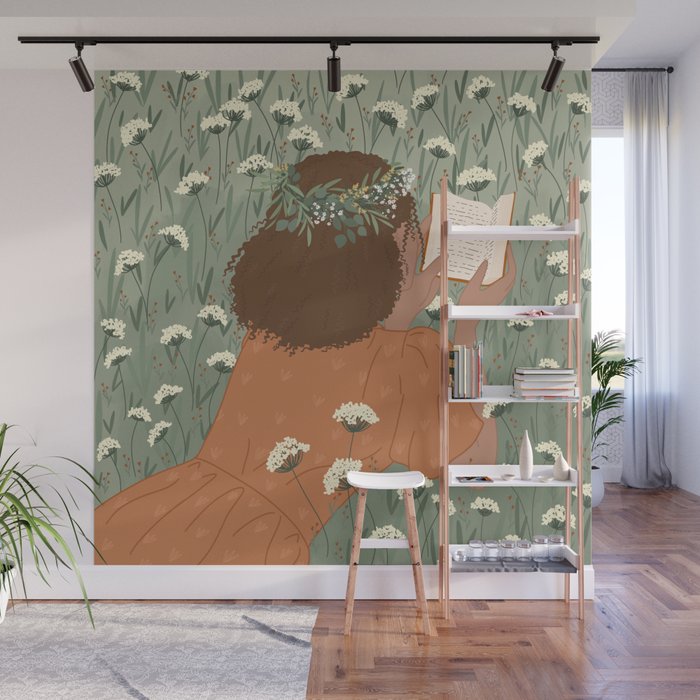 Autumn Meadow with a Good Book Wall Mural Gallery Image 1