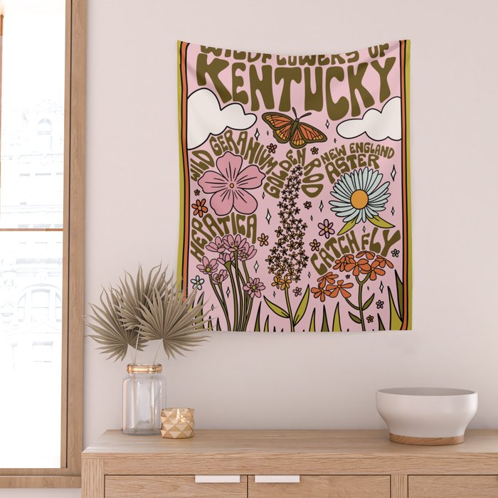 Kentucky Wildflowers Wall Tapestry Gallery Image 2