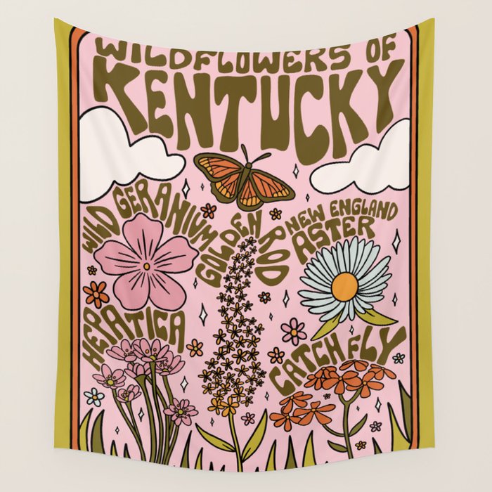 Kentucky Wildflowers Wall Tapestry Gallery Image 1