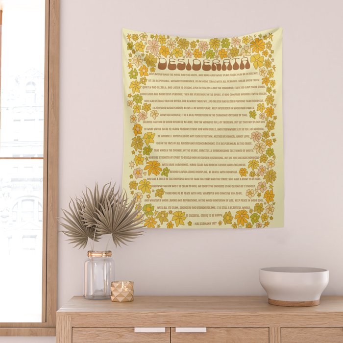 desiderata poem of peaceful living / retro art by surfy birdy Wall Tapestry Gallery Image 2