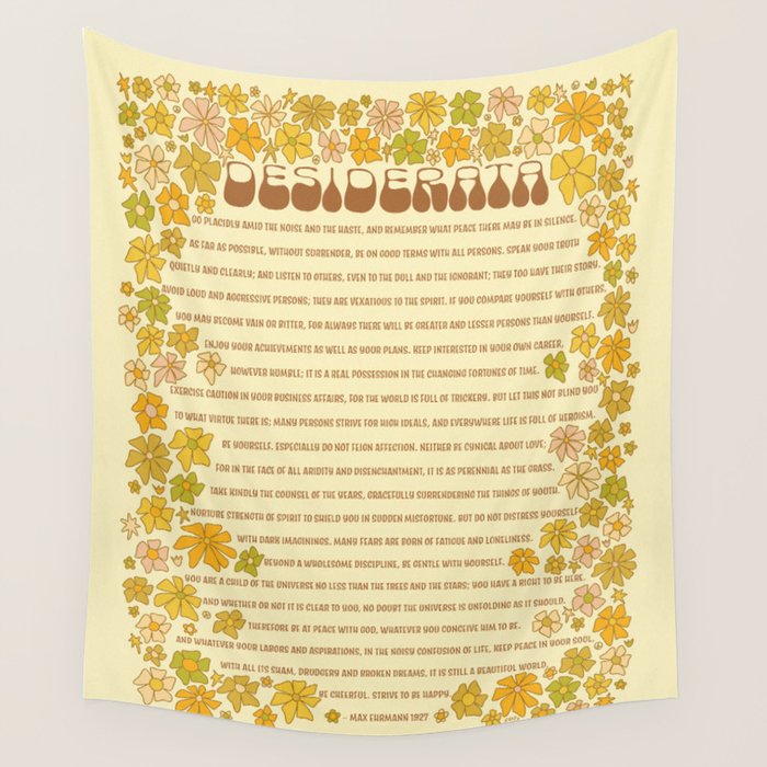 desiderata poem of peaceful living / retro art by surfy birdy Wall Tapestry Gallery Image 1
