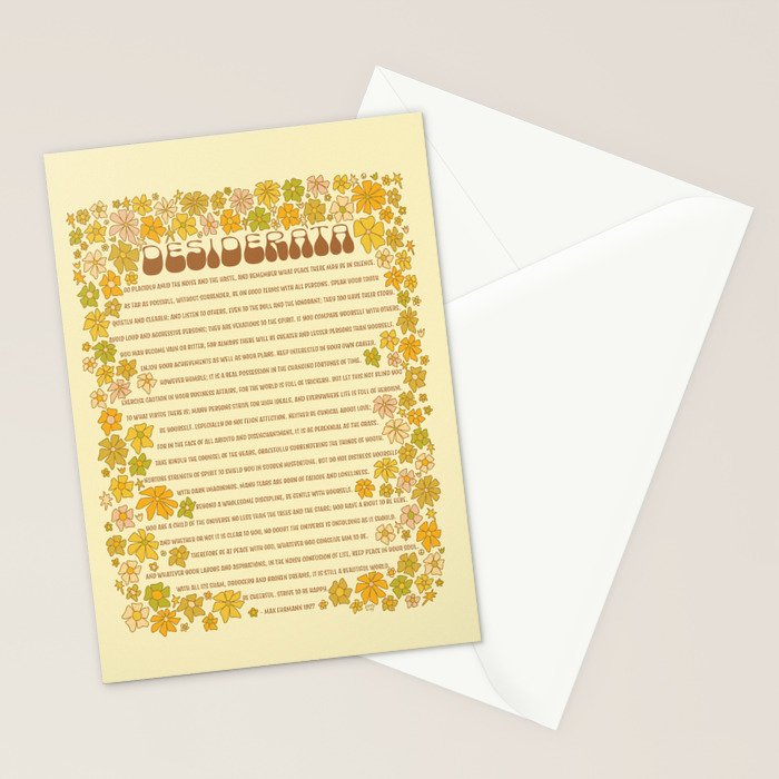 desiderata poem of peaceful living / retro art by surfy birdy Stationery Card Gallery Image 2