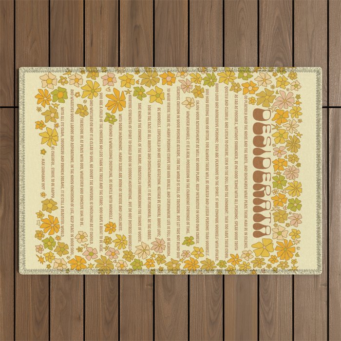 desiderata poem of peaceful living / retro art by surfy birdy Outdoor Rug Gallery Image 1