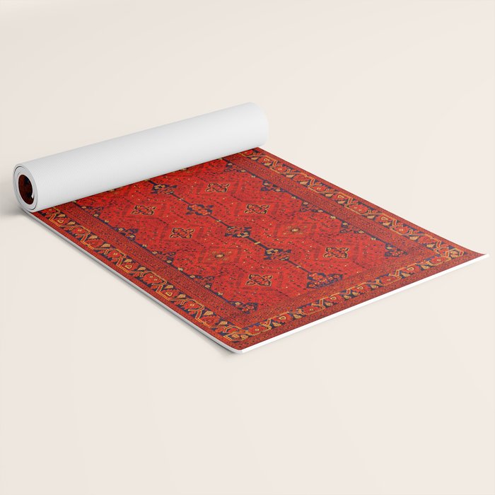 Red Oriental Heritage Bohemian Traditional Moroccan Style Yoga Mat Gallery Image 2