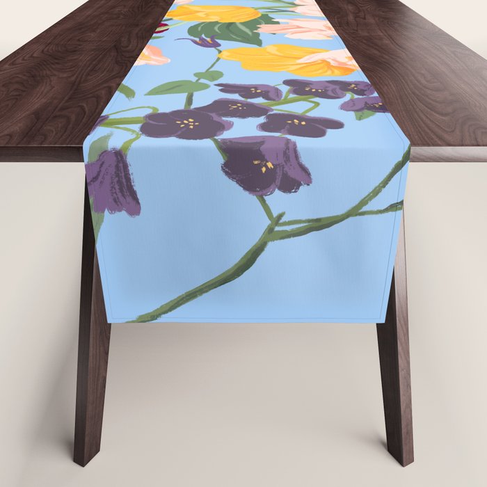 Poppy Garden Blue Table Runner Gallery Image 1