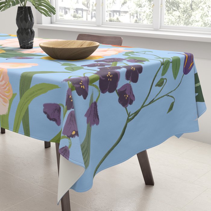 Poppy Garden Blue Tablecloth Gallery Image 3