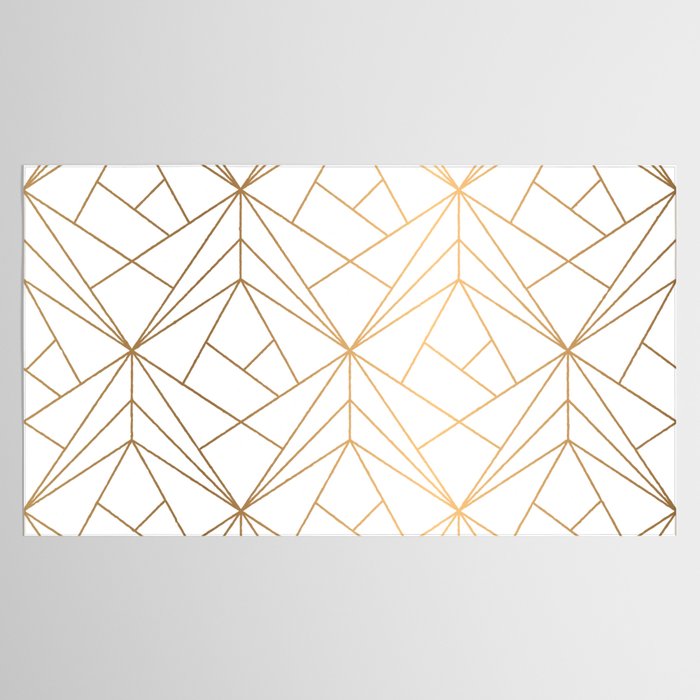 Geometric Gold Pattern With White Shimmer Tablecloth Gallery Image 2