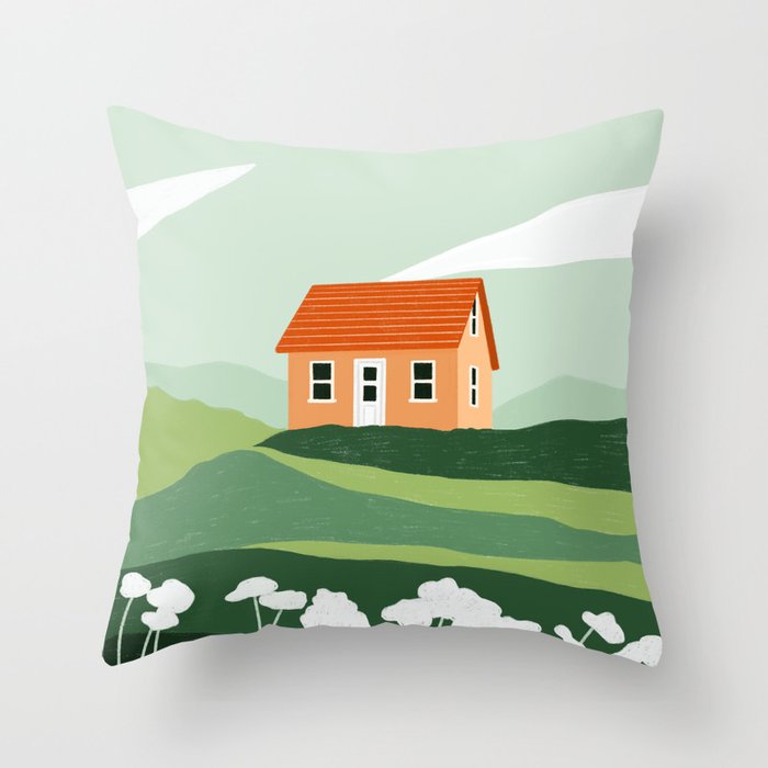 Red Little House Throw Pillow Gallery Image 1