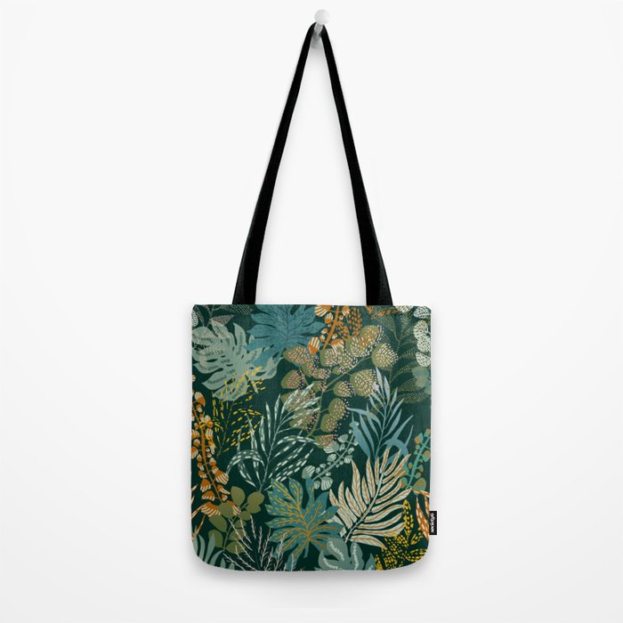 tropical night emerald leaves Tote Bag Gallery Image 2