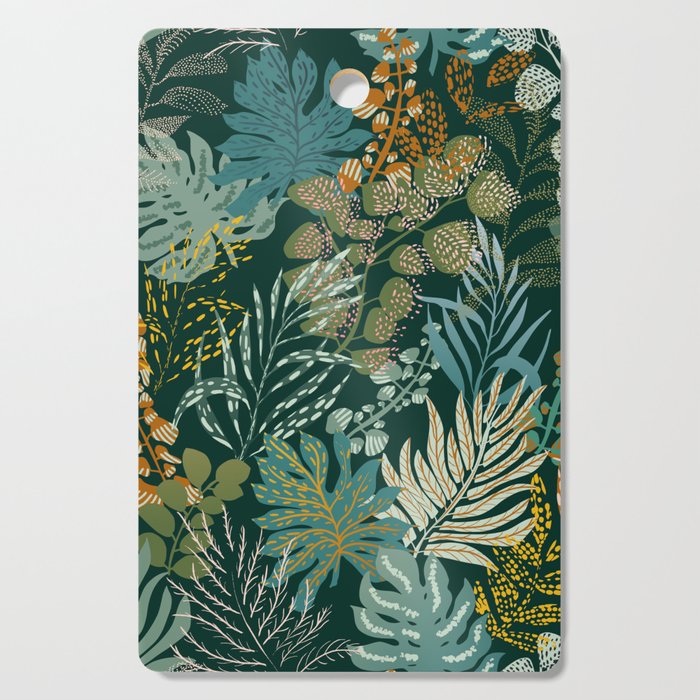 tropical night emerald leaves Cutting Board Gallery Image 1