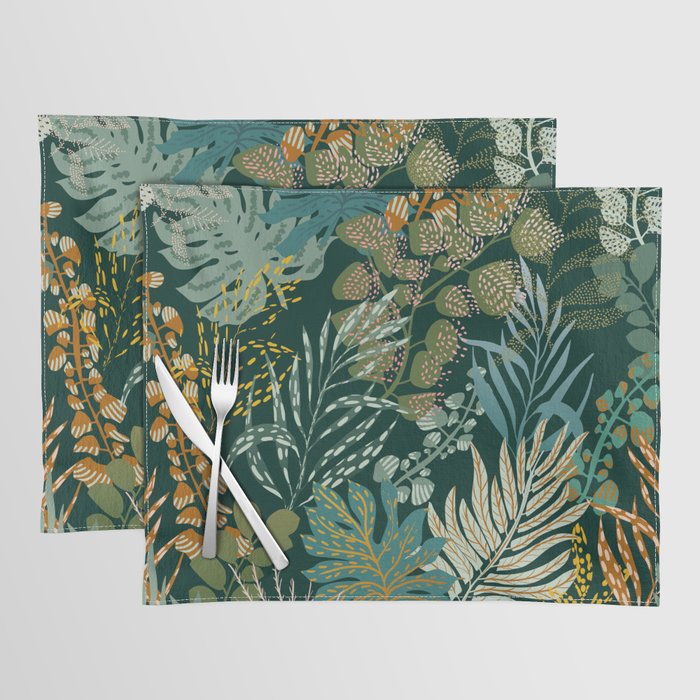 tropical night emerald leaves Placemat Gallery Image 1