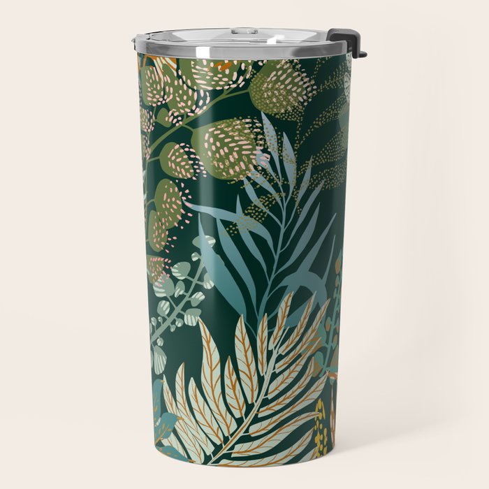 tropical night emerald leaves Travel Mug Gallery Image 2
