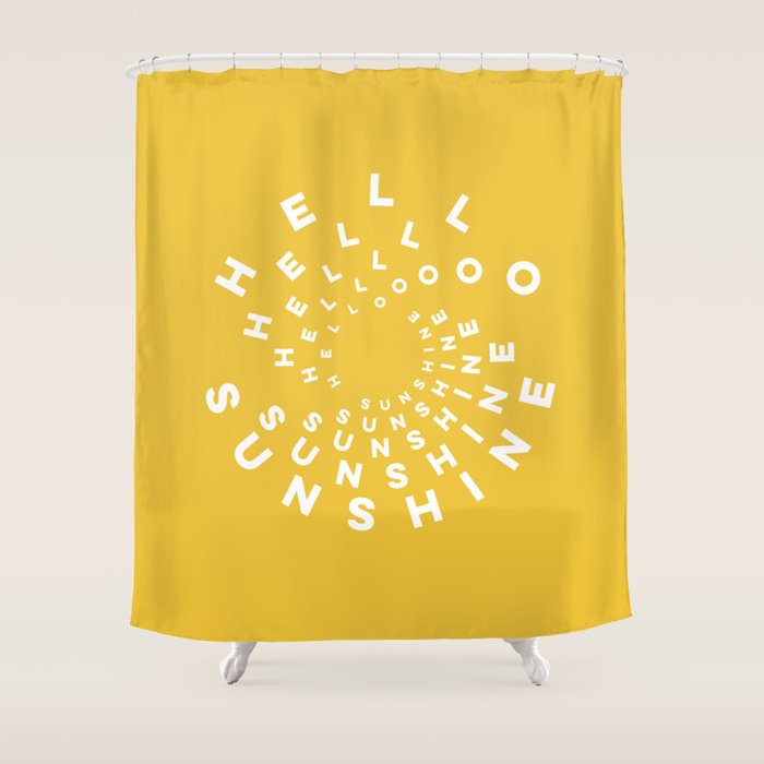 Hello Sunshine #positivity #typography Shower Curtain Gallery Image 1