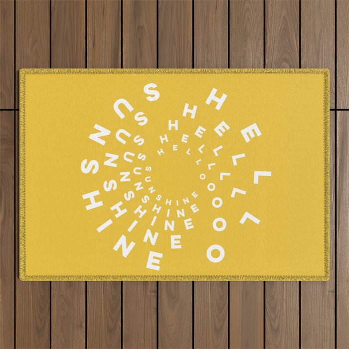 Hello Sunshine #positivity #typography Outdoor Rug Gallery Image 1