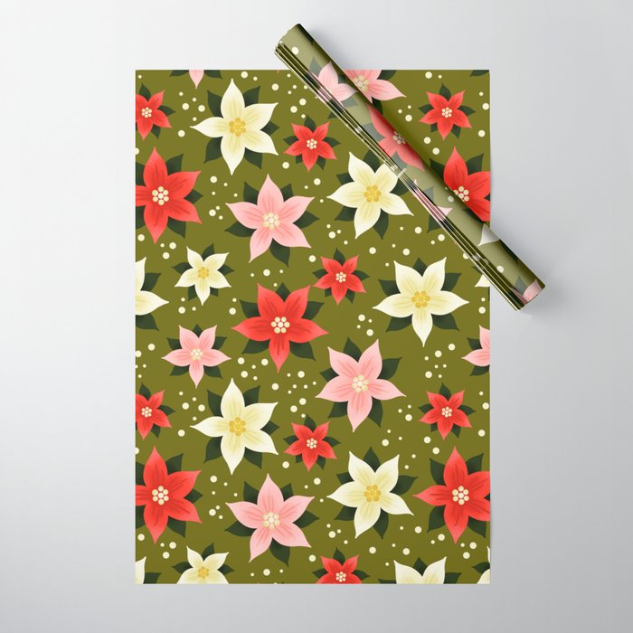 Poinsettia Pattern Wrapping Paper Gallery Image 1