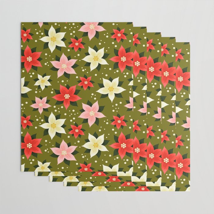 Poinsettia Pattern Wrapping Paper Gallery Image 3