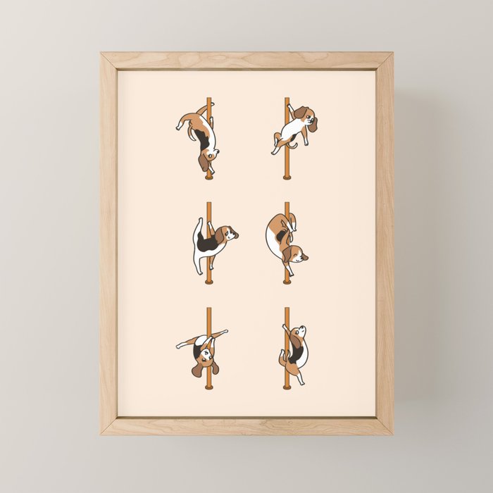 Beagle Pole Dancing Club Mini Art Print Gallery Image 1