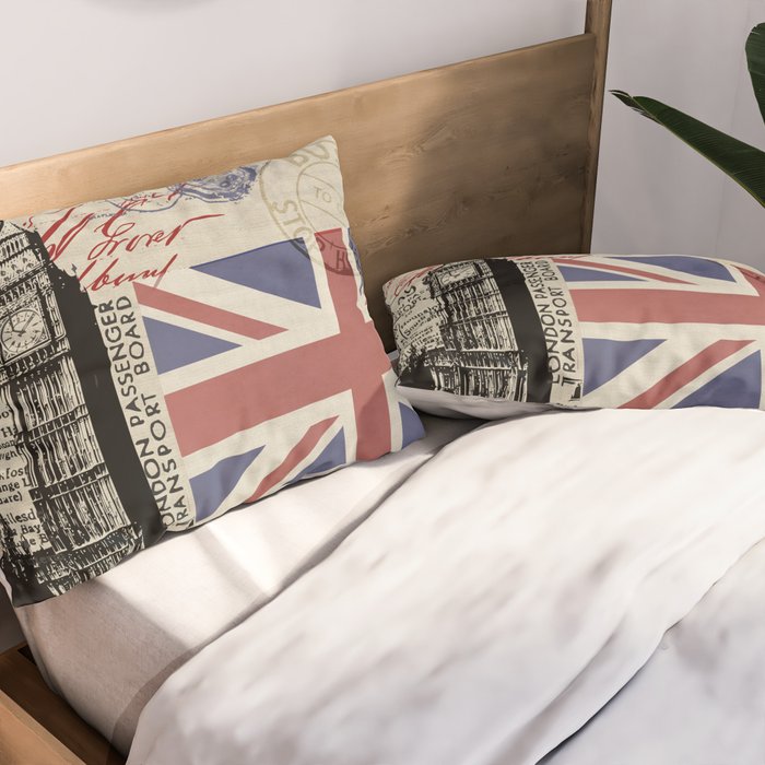 London Great Britain Big Ben Flag Collage Pillow Sham Gallery Image 2