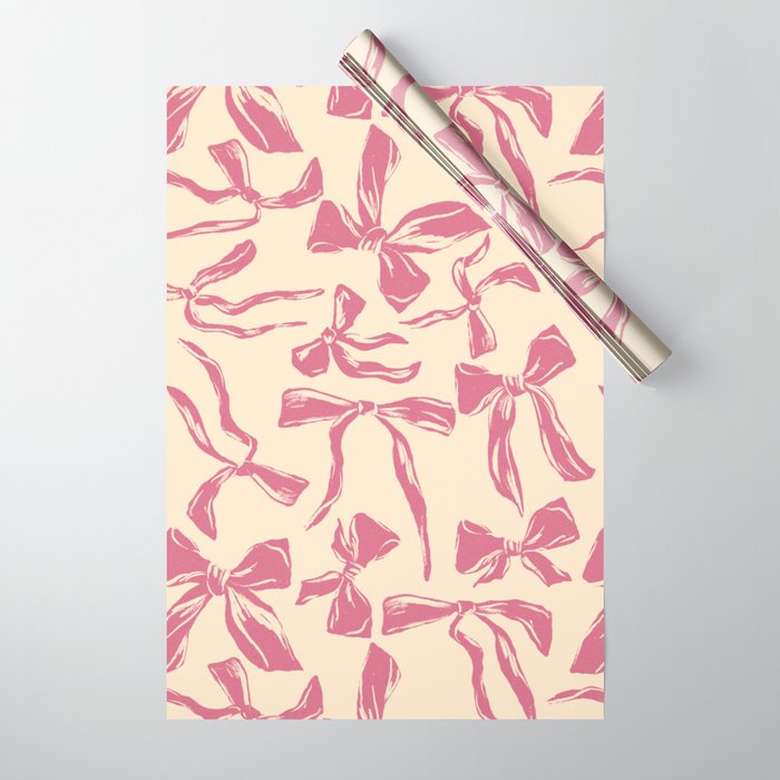Pink bow pattern Wrapping Paper Gallery Image 1
