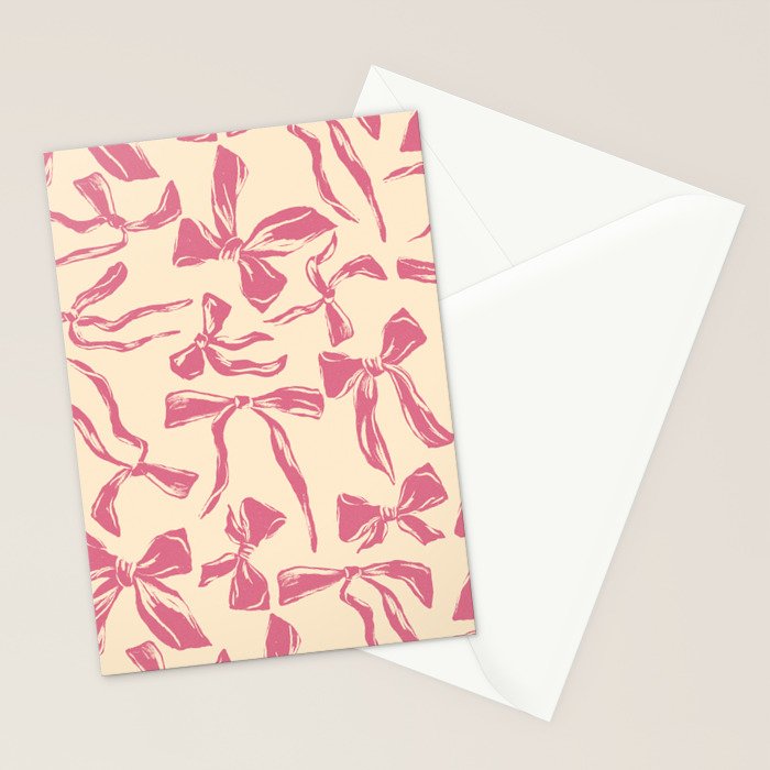 Pink bow pattern Stationery Card Gallery Image 2