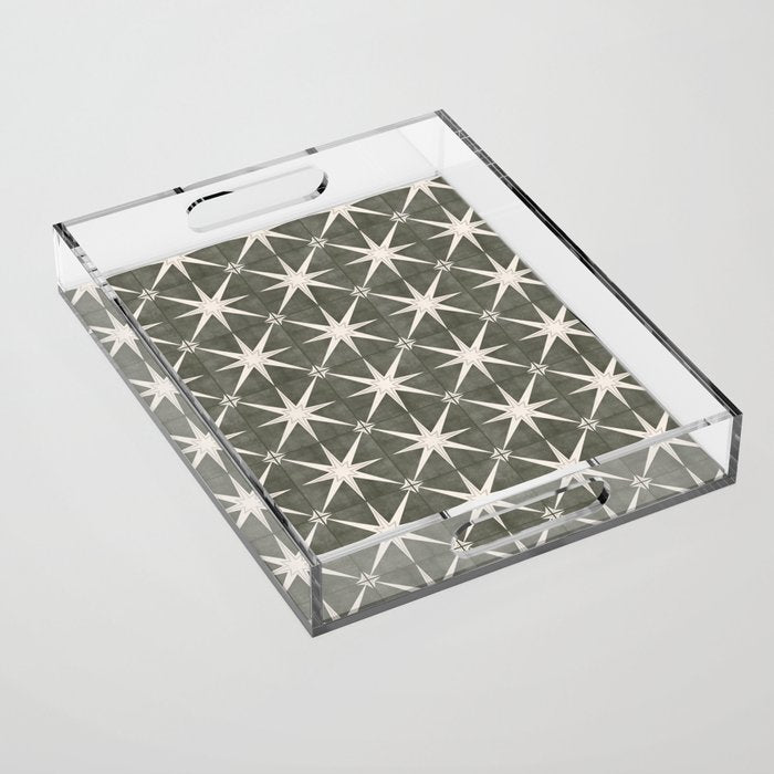 arlo star tile - olive Acrylic Tray Gallery Image 1