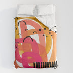 Modern Mid Century Fun Colorful Abstract Minimalist Painting Ombre Yellow Magenta Infinity Circles Duvet Cover Gallery Image 6