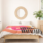 Modern Mid Century Fun Colorful Abstract Minimalist Painting Ombre Yellow Magenta Infinity Circles Duvet Cover Gallery Image 3