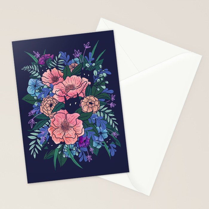 Wild Flowers (on Blue) Stationery Card Gallery Image 2