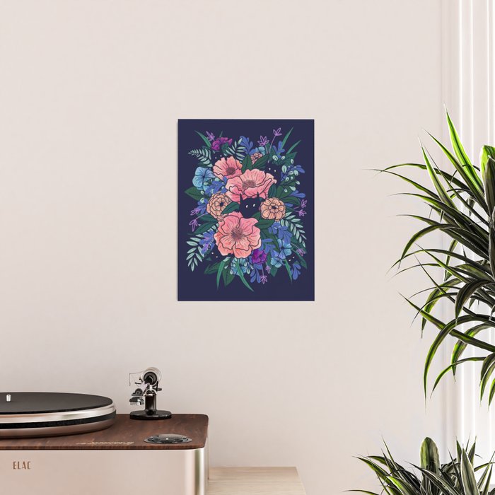 Wild Flowers (on Blue) Poster Gallery Image 2