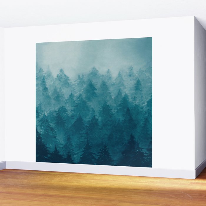 Misty Pine Forest Wall Mural Gallery Image 2