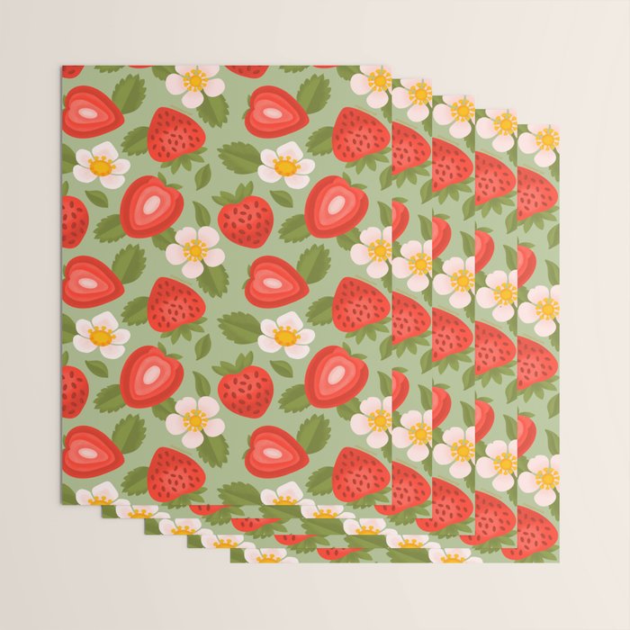 Strawberry Pattern - Amalfi Coast Cocktails Wrapping Paper Gallery Image 3