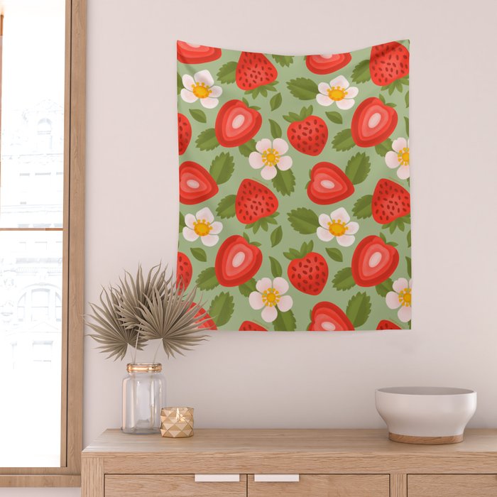 Strawberry Pattern - Amalfi Coast Cocktails Wall Tapestry Gallery Image 2