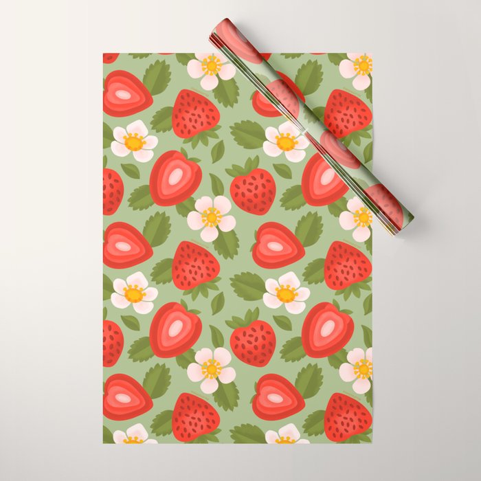 Strawberry Pattern - Amalfi Coast Cocktails Wrapping Paper Gallery Image 1