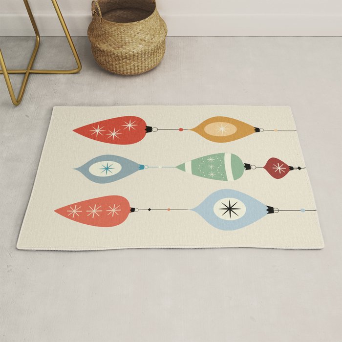 Mid Century Modern Christmas Baubles Rug Gallery Image 1