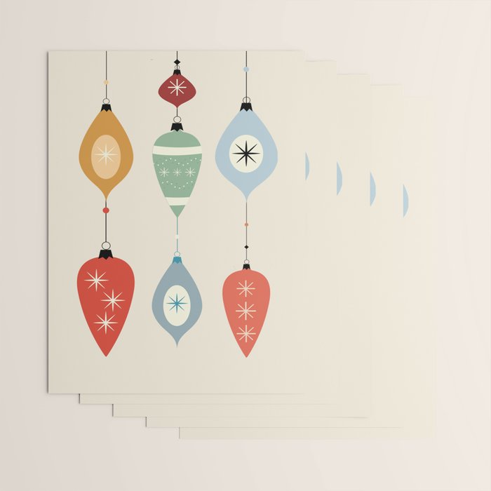 Mid Century Modern Christmas Baubles Wrapping Paper Gallery Image 3