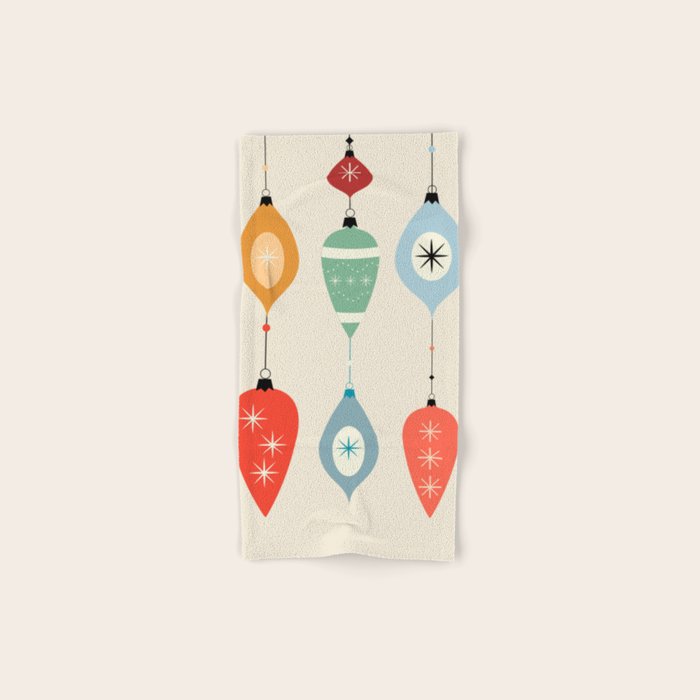 Mid Century Modern Christmas Baubles Bath Towel Gallery Image 1