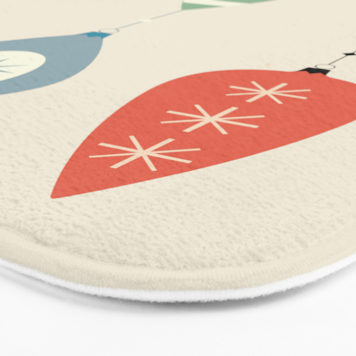 Mid Century Modern Christmas Baubles Bath Mat Gallery Image 3